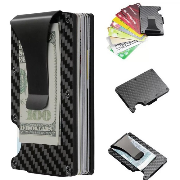 Front Pocket Carbon Fibre Cardholder & Money Clip - Picture 2 of 10